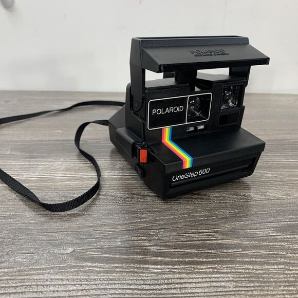 Vintage Polaroid One Step 600 Land Camera Rainbow Stripe w/Strap Black (WORKING) - Picture 1 of 9